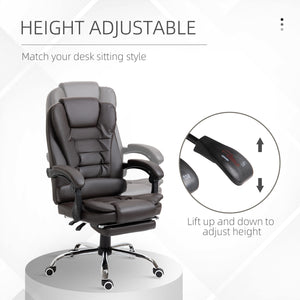 English Elm HOMCOM Ergonomic High Back Executive Office Chair with Recline, Retractable Footrest & Lumbar Support Coffee W2225P200603