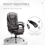 English Elm Homcom High Back Ergonomic Executive Office Chair, Pu Leather Computer Chair With Retractable Footrest, Lumbar Support, Padded Headrest and Armrest, Coffee