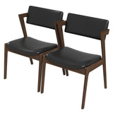 Ashcroft Furniture Mid Century Style Edwin Black Vegan Leather Dining Chairs, Set of 2