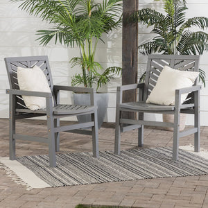 English Elm Walker Edison - Modern Acacia 2-Piece Chevron Patio Chairs Gray Wash - Durable Outdoor Set, Aged Stain Finish, Easy AASB, Teak Care Tips Included B185P169349
