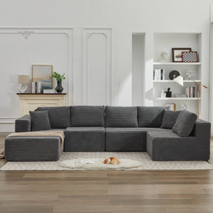 English Elm 106" Cloud Sectional Couch - Left Facing Chaise, Deep Seat Modular Sofa In Gray, No Assembly Needed! W1143S00023