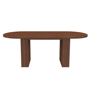 English Elm 62.9 Inch Oval Walnut Veneer Dining Table Seats 6 Modern Farmhouse Scratch Resistant W2700P405261