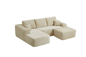 English Elm 104''cloud Modular U-shaped Sectional Plush Corduroy Deep Seat Sofa for Living Room W3975S00028
