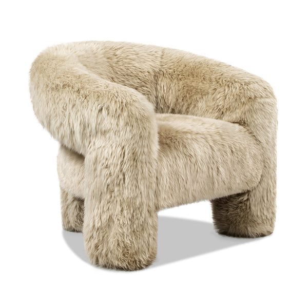 English Elm Jennifer Taylor Home - Avalon Genuine Sheepskin 35" Split Barrel Back Accent Chair in Natural Blonde Fur – Cozy Chic Seat B2719P290776