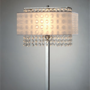 English Elm 28" Elegant Metal Table Lamp with Crystal Strand Inner Shade and White Linen Outer Shade, UL Listed Multicolor B072116151