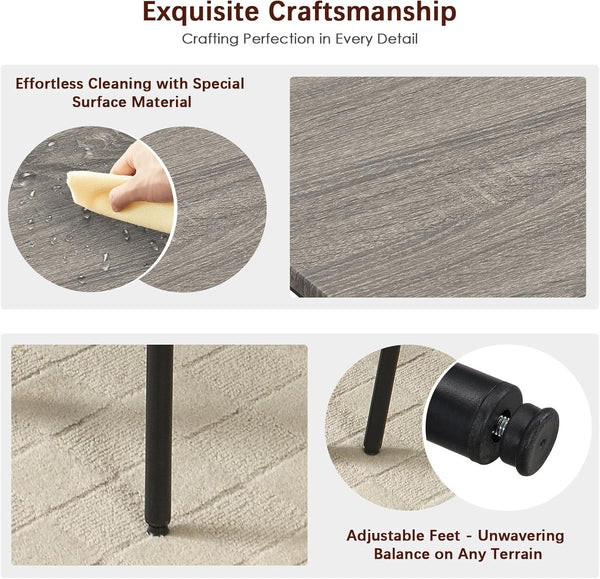 English Elm Bar Modern 5-Piece Counter Height Dining Set for 4 — Space-Saving, Easy-Clean MDF Top & Sturdy Iron Frame Antique Grey W578P303837