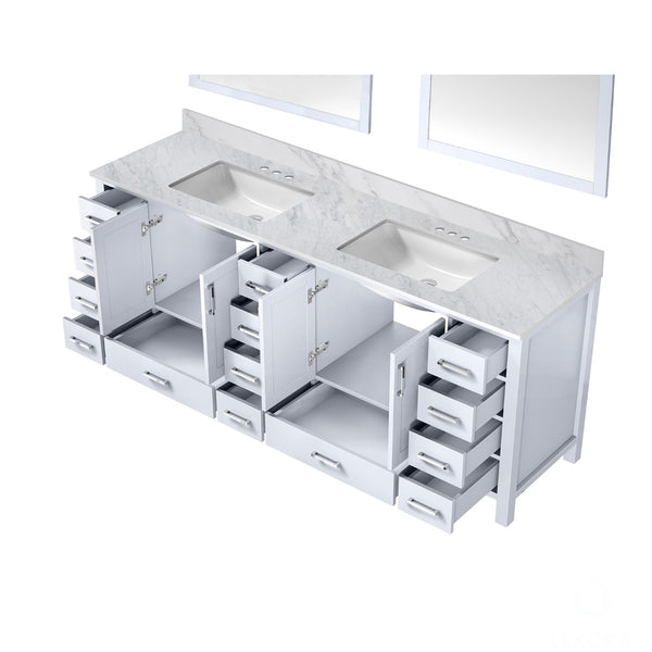 English Elm White Double Bath Vanity With Carrara Marble Top & Matching Mirrors - Elegant Storage Solution! B2731S00846-GIGA