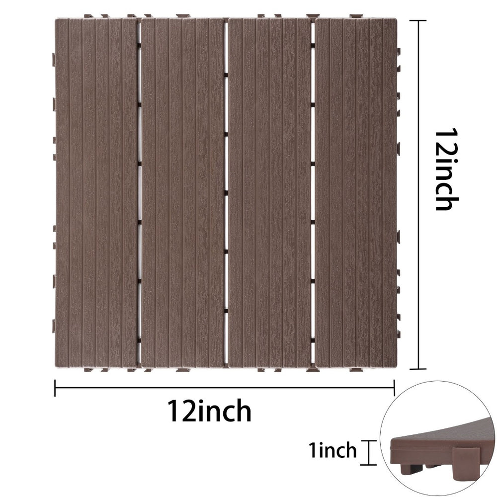 English Elm Plastic Interlocking Deck Tiles 44 Pack Waterproof Snap Together Poolside Patio Floor W2882P204154