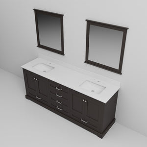 English Elm Espresso 80" Double Bath Vanity with Cultured Marble Top, Soft-Close Drawers & 30" Mirrors, Durable B2731S00870