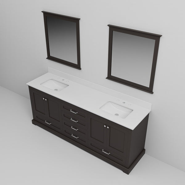 English Elm Espresso 80" Double Bath Vanity with Cultured Marble Top, Soft-Close Drawers & 30" Mirrors, Durable B2731S00870