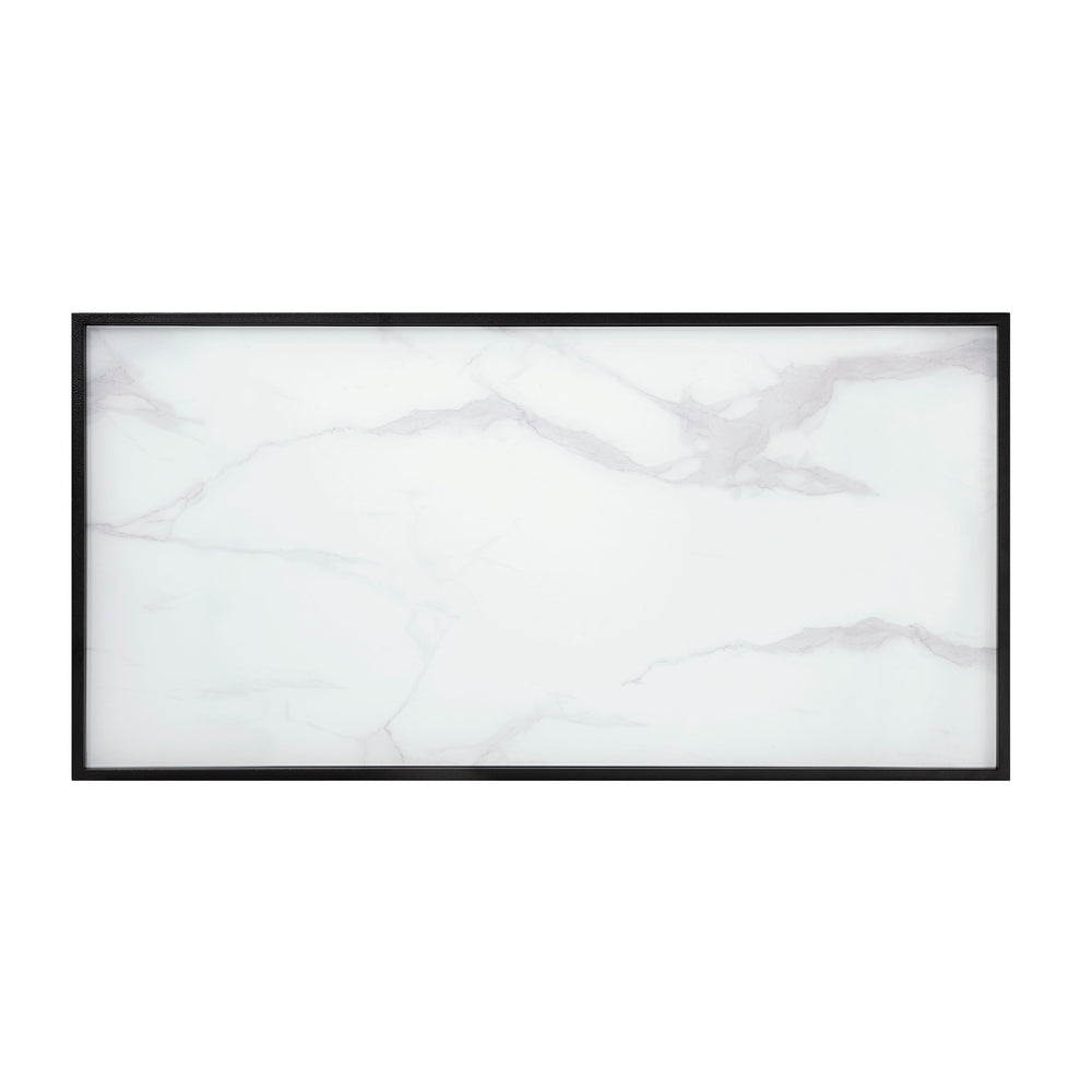 English Elm Occasional Astral 3pc Table Set - White Marble Tempered Glass Tops with Black Metal Geometric Frame B011P297568