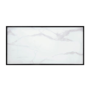 English Elm Occasional Astral 3pc Table Set - White Marble Tempered Glass Tops with Black Metal Geometric Frame B011P297568