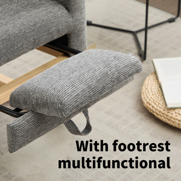 English Elm Modern Accent Rocking Chair With Adjustable Footrest, High Backrest & Side Pocket For Ultimate Comfort W2725P276962