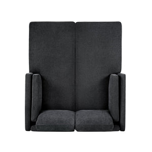 English Elm Swivel Barrel Accent Chair Chenille Tufted Round Club Seat for Living Room Lounge Black N719S002310B