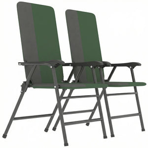 English Elm Outdoor Folding High Back Lawn Chairs with Steel Frame and Oxford Cloth Seating Set of 2 Dark Green,Gray T3971P476036