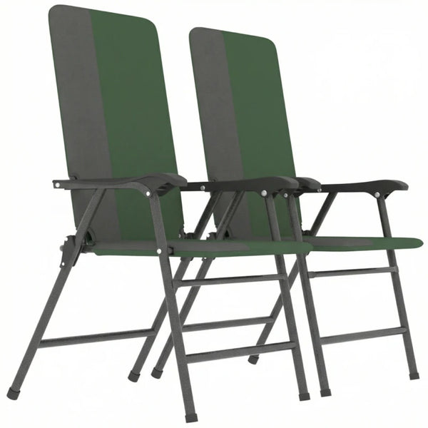 English Elm Outdoor Folding High Back Lawn Chairs with Steel Frame and Oxford Cloth Seating Set of 2 Dark Green,Gray T3971P476036