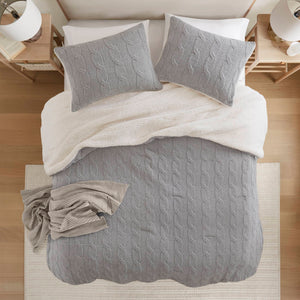 English Elm 2 Pieces Twin Waffle Knit Chenille Comforter Set with Plush Sherpa Reversible Cozy Bedding Ensemble Gray 20.47 L x 11.42 W x 9.84 H B035P381302