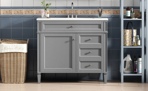 English Elm 36'' Modern Bathroom Vanity With Durable Sink, 2 Drawers & Tip-Out Tray For Stylish Storage Solutions N710S136004E