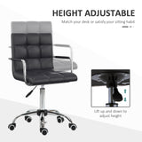 English Elm Homcom Home Office Chair, Modern Computer Desk Chair, Task Chair With Upholstered Pu Leather, Adjustable Height, Swivel Wheels, Black