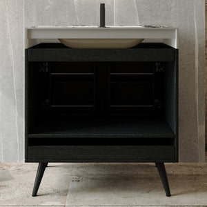 English Elm Contemporary Freestanding Bathroom Vanity Sintered Stone Top Ceramic Sink Steel Legs W3136S00063