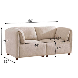 English Elm Aura Boucle Modular Sectional Sofa Low Profile 2 Seat Contemporary Living Room N773P386676S