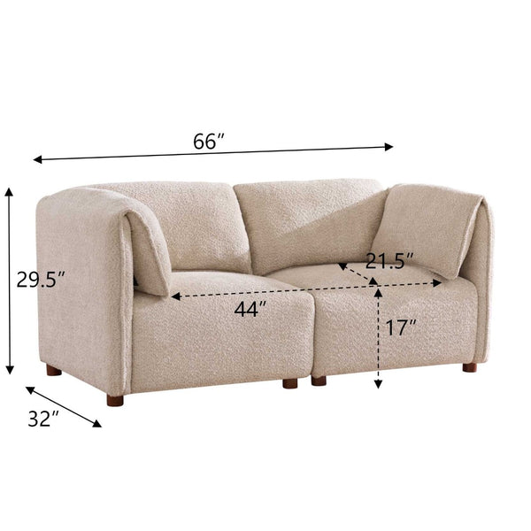 English Elm Aura Boucle Modular Sectional Sofa Low Profile 2 Seat Contemporary Living Room N773P386676S