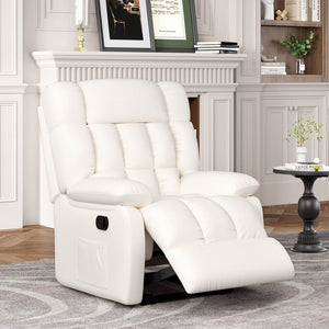 English Elm Recliner Rocker Chair Upholstered with Side Pocket and Footrest for Living Room T3623P438638