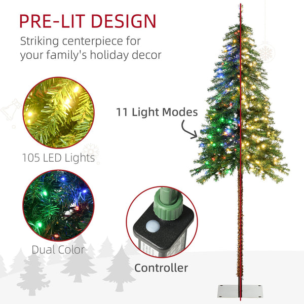 English Elm Homcom 6Ft Tall Prelit Pencil Christmas Tree With 175 Led Lights, Realistic Branches & Easy Setup W2225P249673
