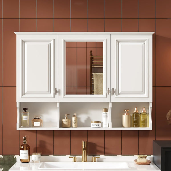 English Elm 3-in-1 Wall Mounted Bathroom Medicine Cabinet with Soft Close Mirror and Towel Bar White N710P358620K