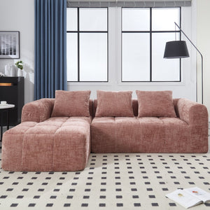 English Elm United Modern Chenille 98.42-Inch L-Shaped Modular Sectional Sofa With Chaise & Side Pockets P1 W1568S00148-GIGA