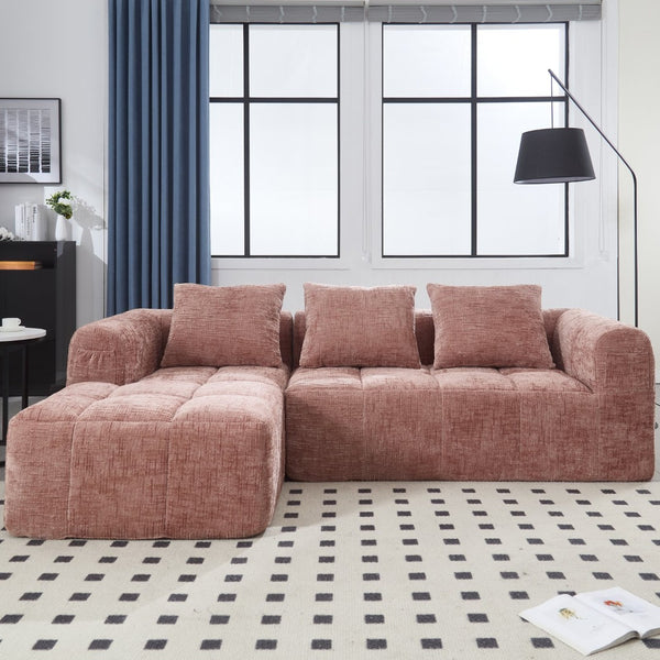 English Elm United Modern Chenille 98.42-Inch L-Shaped Modular Sectional Sofa With Chaise & Side Pockets P1 W1568S00148-GIGA