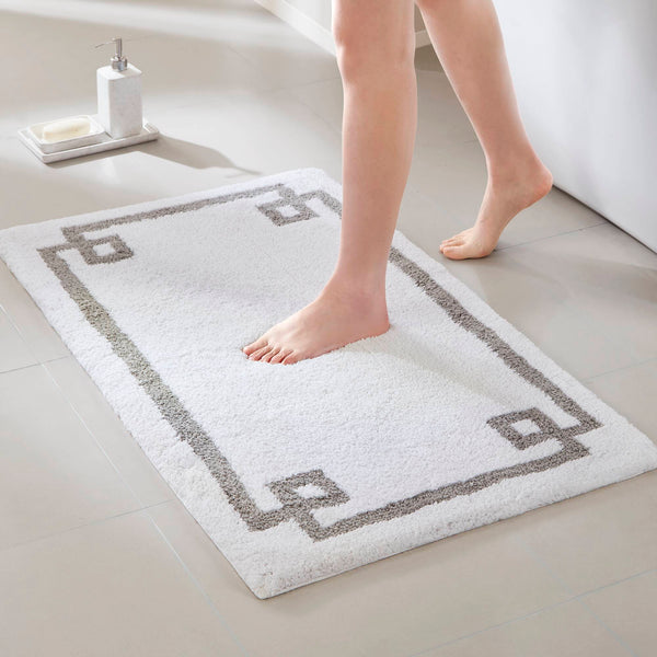 JLA Home Madison Park - Cotton Tufted Bath Rug Runner 24x72 - Plush OEKO-TEX Cotton, Skid-Resistant Backing, Machine Washable White MP72-7334