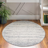 Unique Loom Oasis Calm Machine Made Abstract Rug Cream, Ivory/Gray 7' 0" x 7' 0"