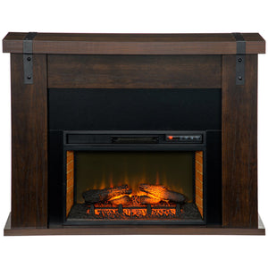 English Elm HOMCOM 36" Electric Fireplace Heater with Remote, 1500W Wall/Recessed Mount, Realistic Flames Brown W2225P249861