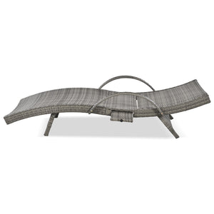 English Elm K&K 80" Outdoor Wicker Chaise Lounge Set of 2 with 2000H UV Wicker, Pull-Out Side Table, 4-Position Recliner Grey WF321204AAE