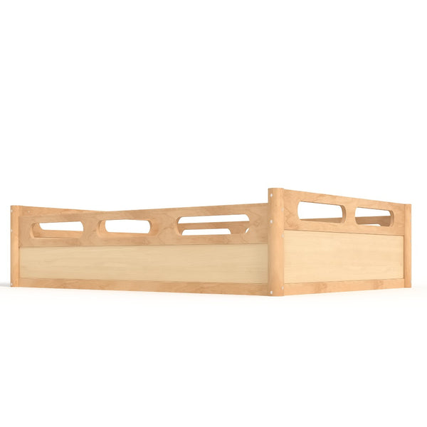 English Elm Twin Low Profile Floor Bed with Guardrails Pine Wood Frame Minimalist Bedroom Natural W1580P438793