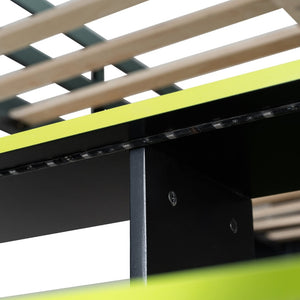 English Elm Full Size Wood Loft Bed with Rgb Lighting Desk and Multi-tier Shelves for Gaming Green LT000374AAG