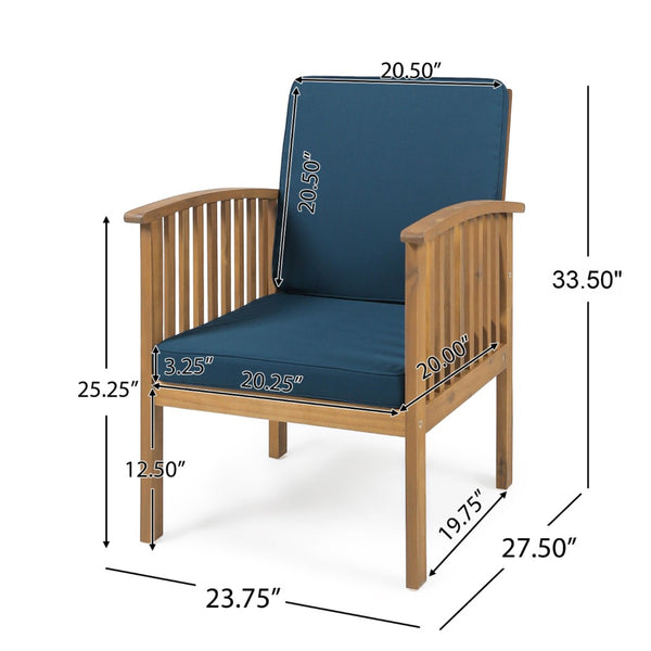 English Elm Casa Acacia Slatted Outdoor Club Chairs Set of 2 with Gray Finish Coastal Patio Seating 63513.00DT