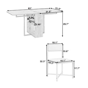 English Elm Topmax Extendable 5 Piece Dining Set with Pu Leather Chairs and Under Table Storage SP000082AAK
