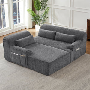 English Elm Chenille Oversized L-shaped Sectional Sleeper Sofa with Tufted Minimalist Design W2339S00069