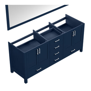 English Elm Navy Double Bath Vanity 80" W x 22" D with Two 30" Mirrors — Spacious Storage, Fully Assembled Wood Cabinet B2731S00562