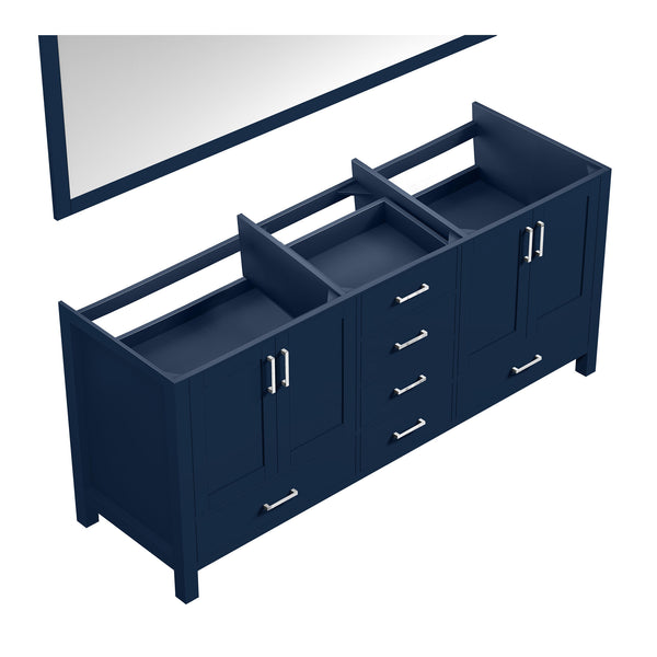 English Elm Navy Double Bath Vanity 80" W x 22" D with Two 30" Mirrors — Spacious Storage, Fully Assembled Wood Cabinet B2731S00562