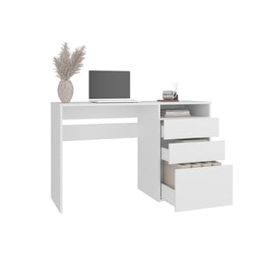 English Elm White Particleboard Writing Desk with Two Deep Drawers for Home Office Storage B062P486489