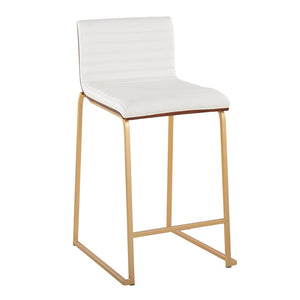 English Elm 26" Tufted Faux Leather Counterstools with Walnut Back and Gold Base Set of 2 B202P222077