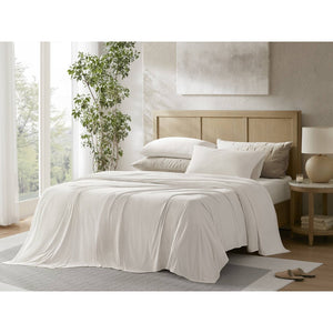 English Elm 4-piece King Nylon Spandex Sheet Set Moisture Wicking Stretch Cool Sleep Bedding White B035P408284