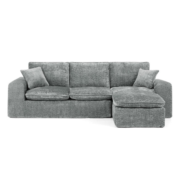 English Elm 107'' Boucle L-shaped Sectional with Reversible Chaise Deep Foam Seat Living Room Grey W1413S00165