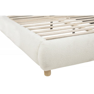 English Elm Modern/Contemporary Queen Platform Bed Upholstered in Soft Burlap Fabric, Low-Profile Plywood Frame, Sturdy Support Ivory 83 L x 11 W x 11.5 H B011S01949