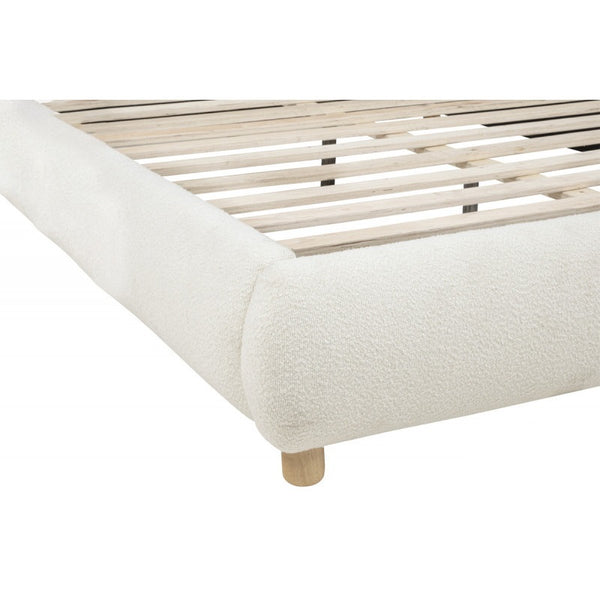 English Elm Modern/Contemporary Queen Platform Bed Upholstered in Soft Burlap Fabric, Low-Profile Plywood Frame, Sturdy Support Ivory 83 L x 11 W x 11.5 H B011S01949