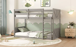 English Elm Twin Over Rubberwood Bunk Bed Convertible with Storage Drawers and Safety Rails Antique White W504S00285