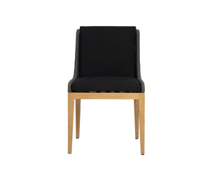 Sunpan Sorrento Dining Chair - Modern Outdoor Seating with Durable Teak Wood and Fade-Resistant Fabric Natural / Arashi Black
